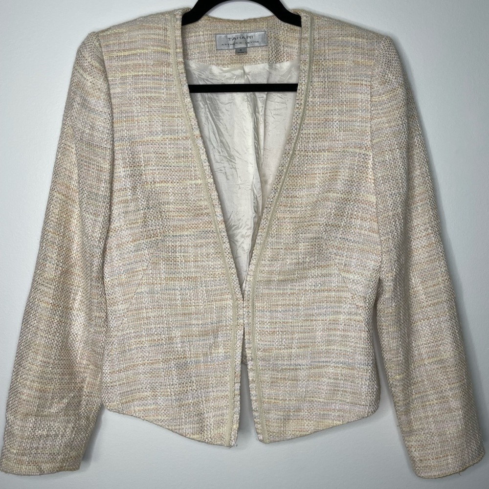 Tahari tweed textured office blazer